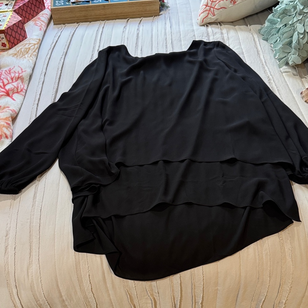 White House Black Market Black Layered Blouse